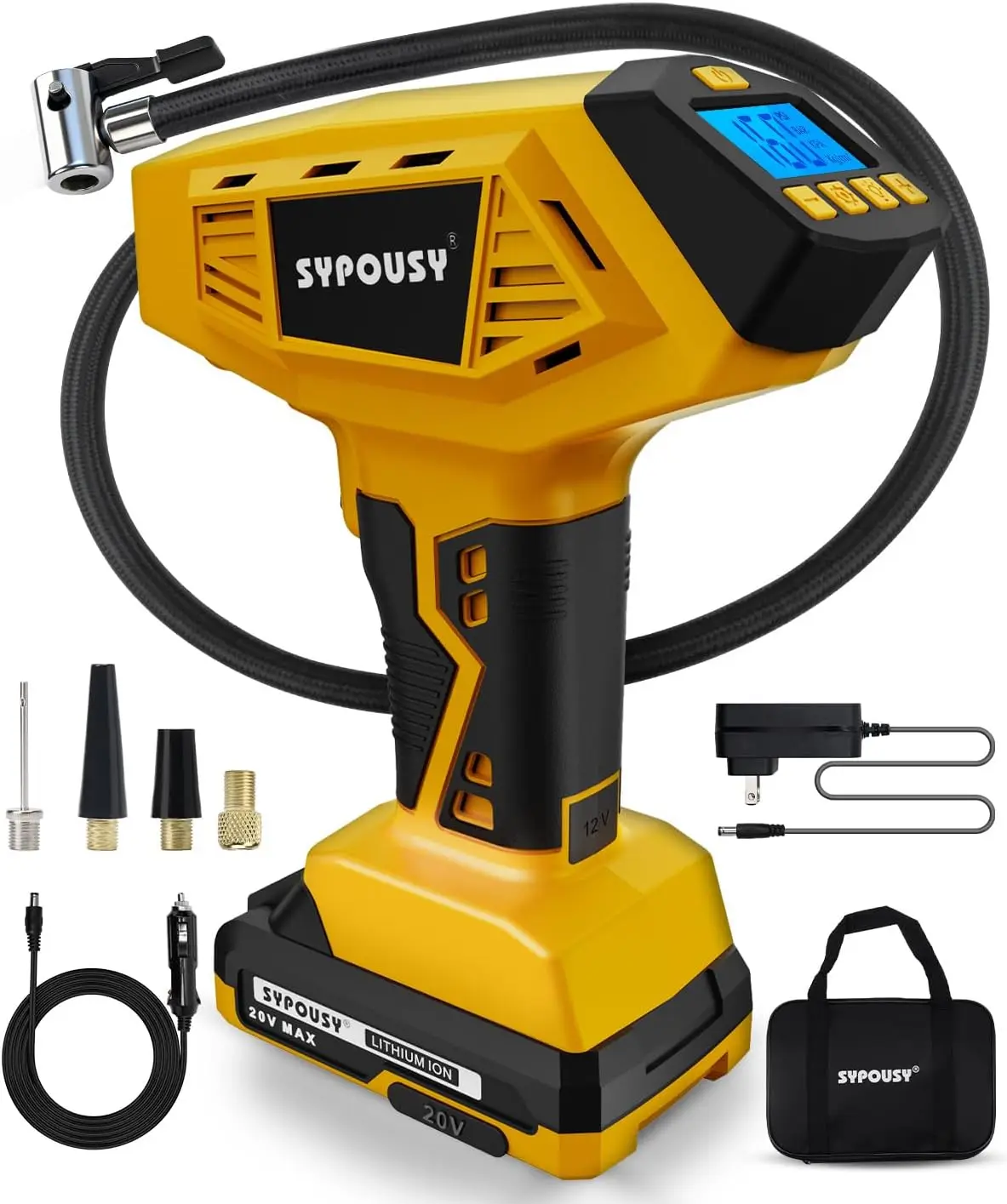 

Portable Air Compressor, 160PSI Cordless Pump with 20V Battery, Fast Inflation for Car Motorcycle E-Bike Balls