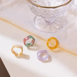 Sweet Wavy Acrylic Patterned Acetic Acid Open Ring, Fashionable Women's Daily Wear Accessories Wholesale
