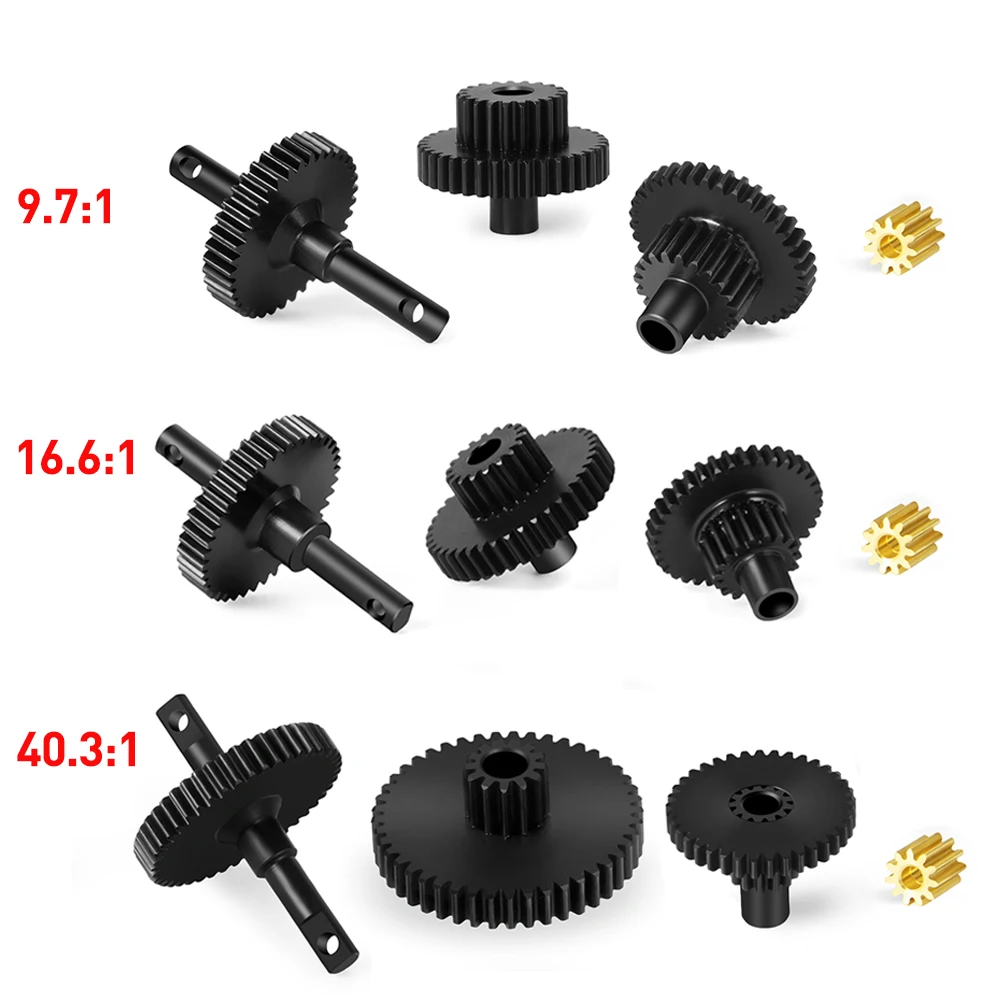 YEAHRUN Steel Overdrive Underdrive Transmission Gear Pinion Set 16.6:1/9.7:1/40.3:1 for 1/18 RC Crawler Car TRX4M Upgrade