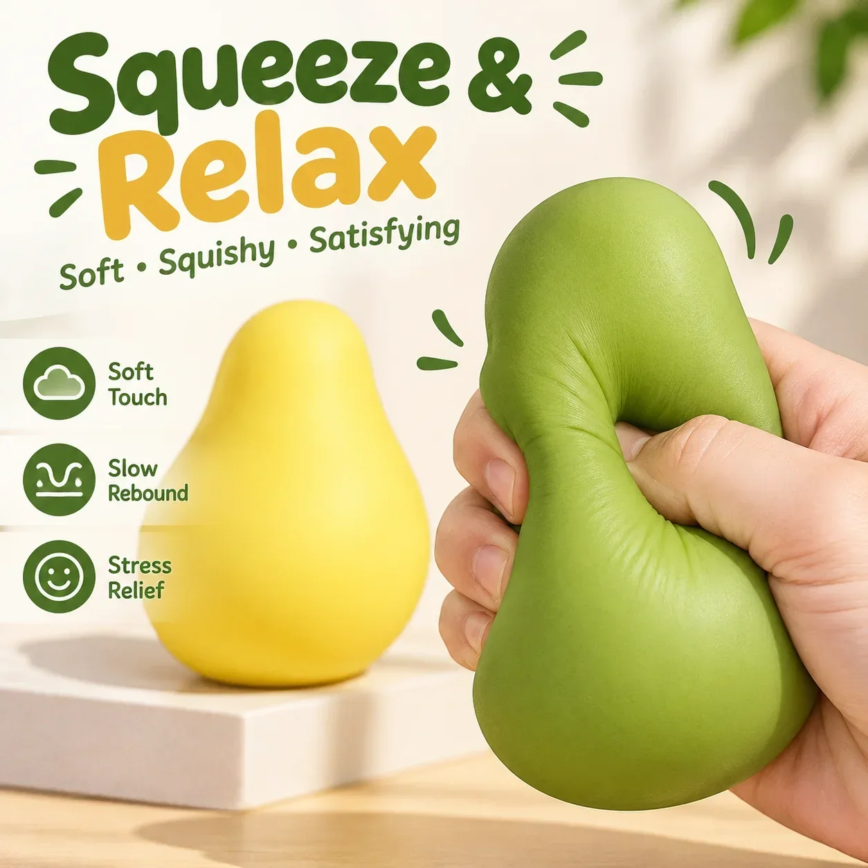 Handmade Mango Squishy Toy Color Changing Stress Ball Fidget Sensory ASMR Anxiety Relief Calming Relaxing Desktop Decor Gift