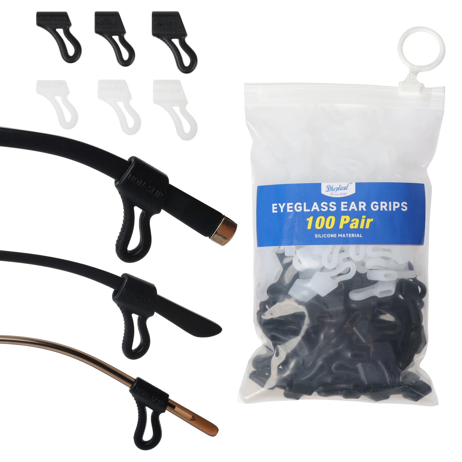 100 Pairs Silicone Eyeglass Anti‑Slip Grips 3 Sizes L/M/S Glasses Ear Hooks Holder Non‑Slip For Most Eyewear Sunglasses