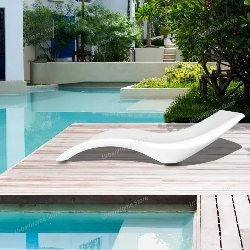 

Sun Loungers & Silla Playa Set of 2 Outdoor in-Pool Furniture Designer White Chaise for Water Relaxation Beach Poolside