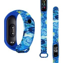 Van Gogh Printed Strap for Xiaomi Mi Band 7 6 5 4 3 Replaceable Bracelet Famous Oil Painting Watchband Sport Wristband