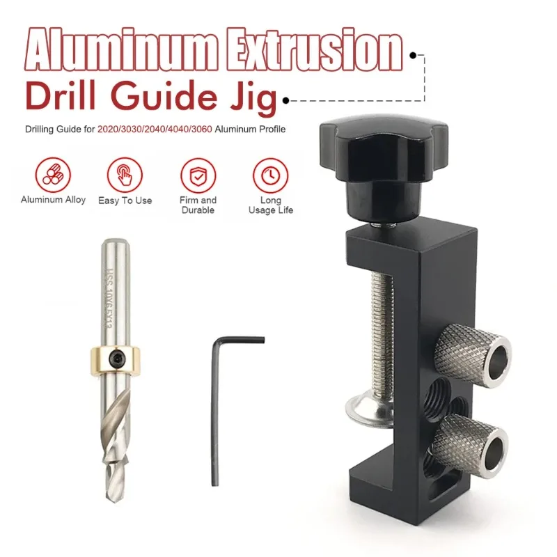 A universal aluminum profile drilling guide clip for 20/30/40 series, used for precise drilling and sinking guidance