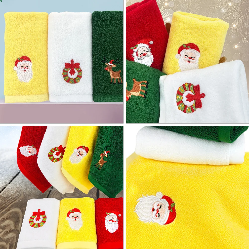 2 Pcs Christmas Fingertip Towels for Bathroom Santa Decor Cleaning Dish Cloths Hand