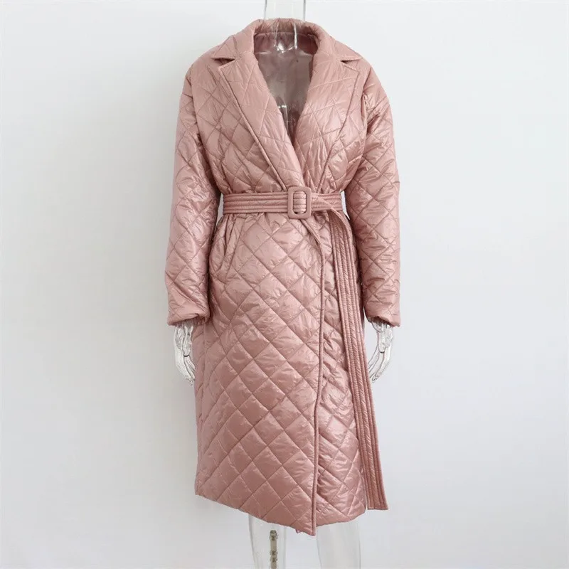 Autumn Winter Women Puffer Coat Fashion Oversized Maxi Robe Parka Lace-up Long Straight Cotton Jacket Casual Loose Outerwear