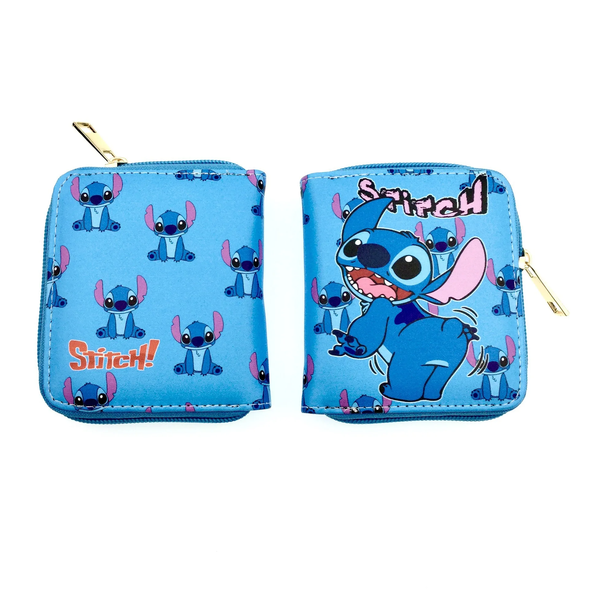 Stitch dompet Disney gambar kartun Lilo & stitch dompet koin pendek motif Anime dompet tempat kartu Multi lapisan mewah untuk hadiah anak-anak