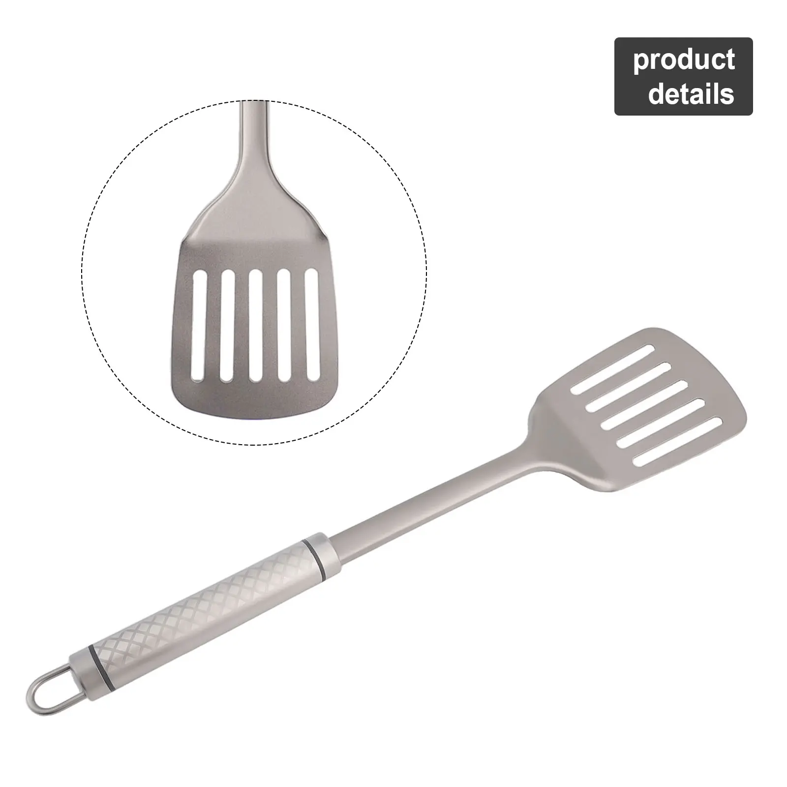 Barbecue Home Use Ti Spatula Slotted for turner Stainless Steel Ultralight Accessories Approx.350*75mm Light Weight