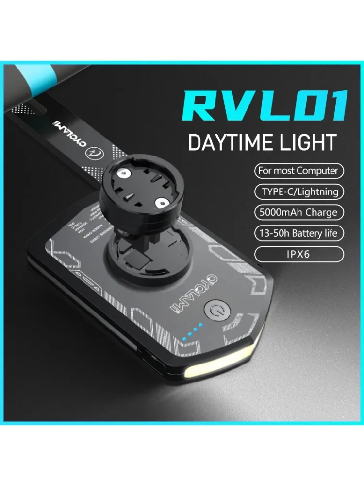 AliExpress NONE CYCLAMI RVL01 Bicycle Headlight Daytime  Front Light 5000mAh Bike Safety Visibility Cycling Light for Garmin XOSS IGS Charging