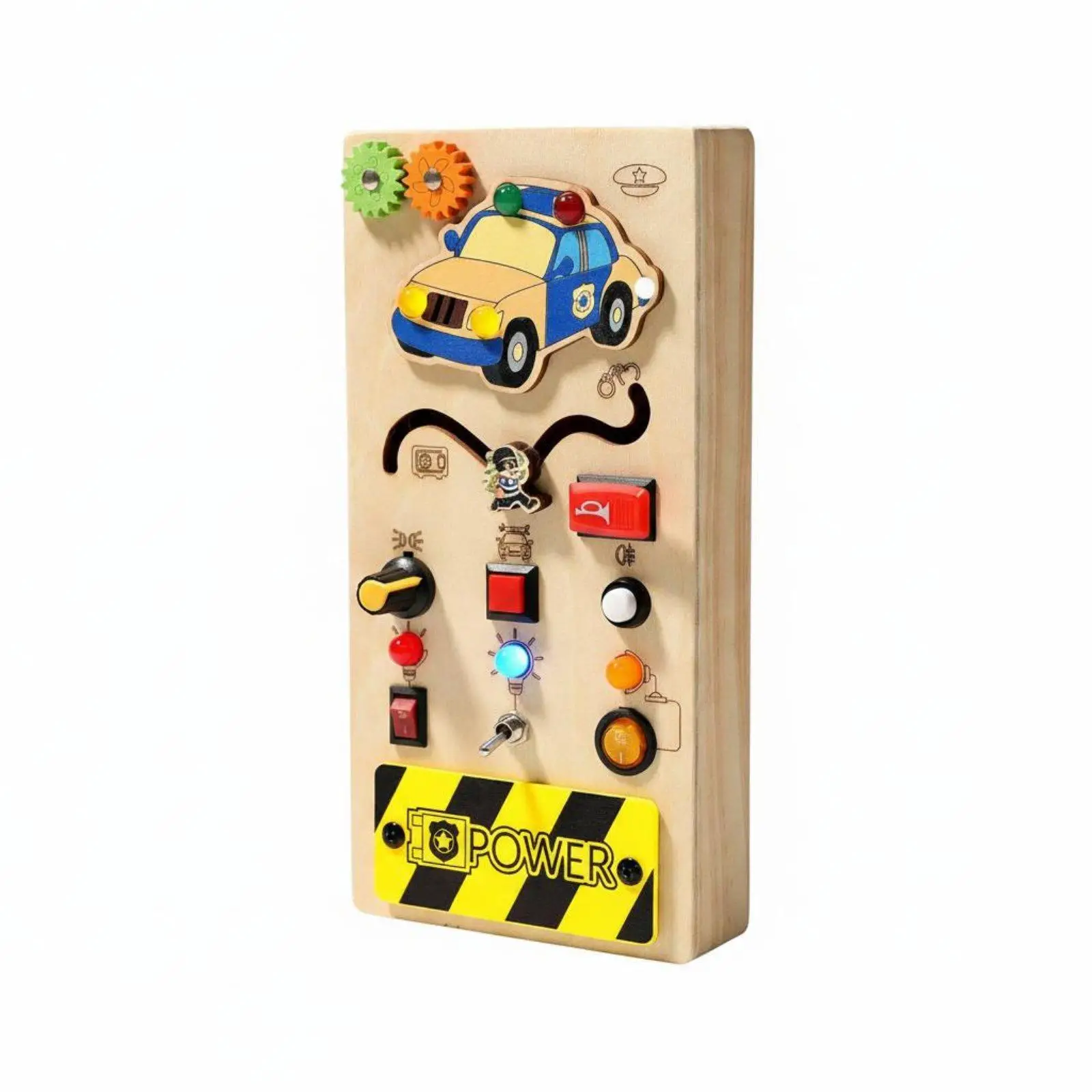 Simulated Steering Panel Educational Dashboard Style Activity Board Wooden Interactive Toy for Children’s Playground Equipment