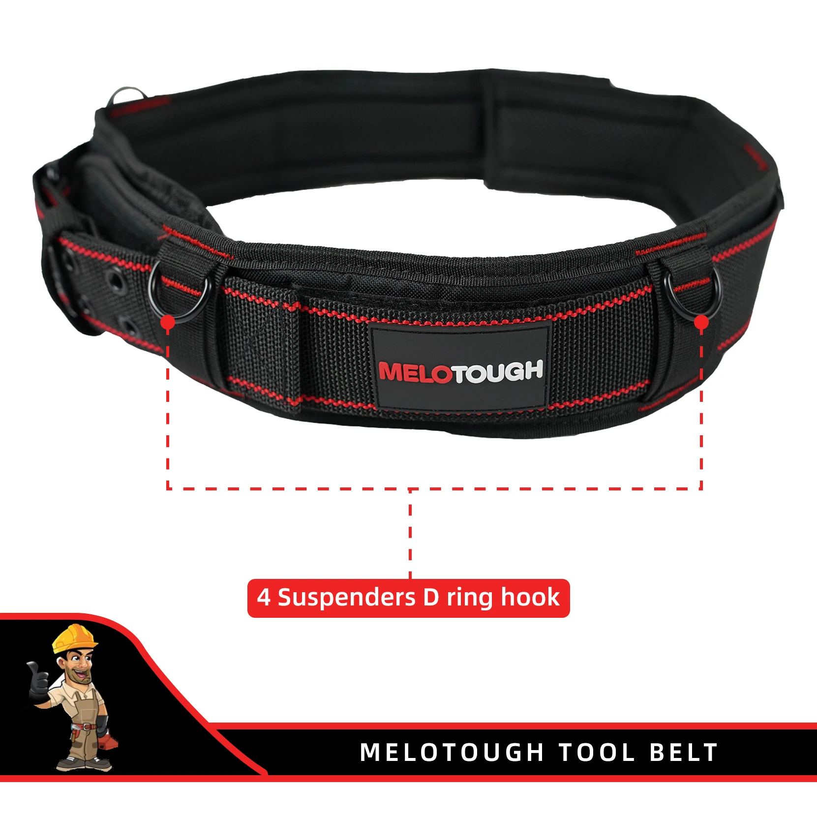 MELOTOUGH Tool Belt Suspenders Tool Harness for Heavy Duty Work  Movable shoulder Pads, Quick Clip Suit for Tool Belt