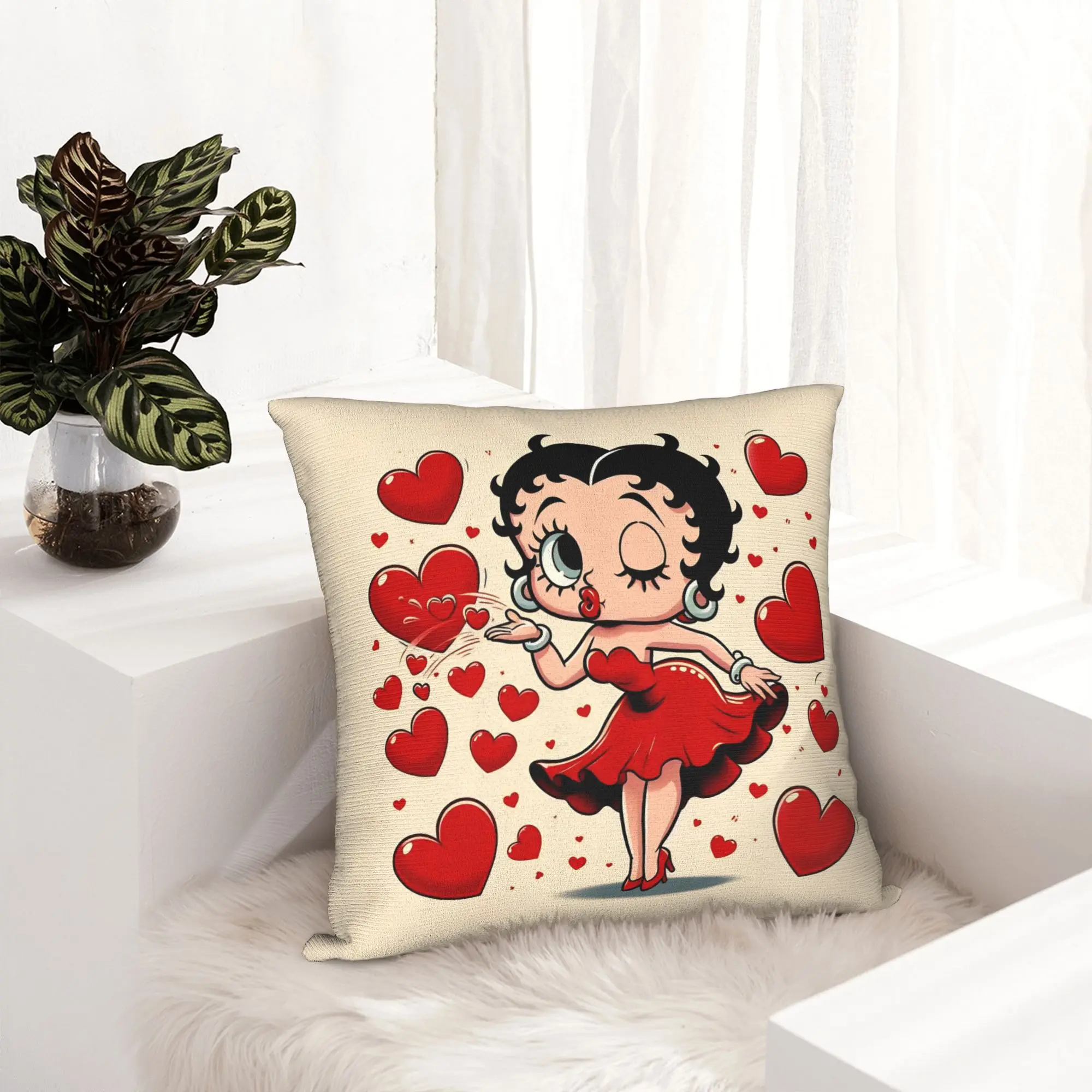 Anime B-Betty BoopS Pillowcase Soft Polyester Cushion Cover Decoration  Throw Pillow Case Cover Seat Zippered 45X45cm