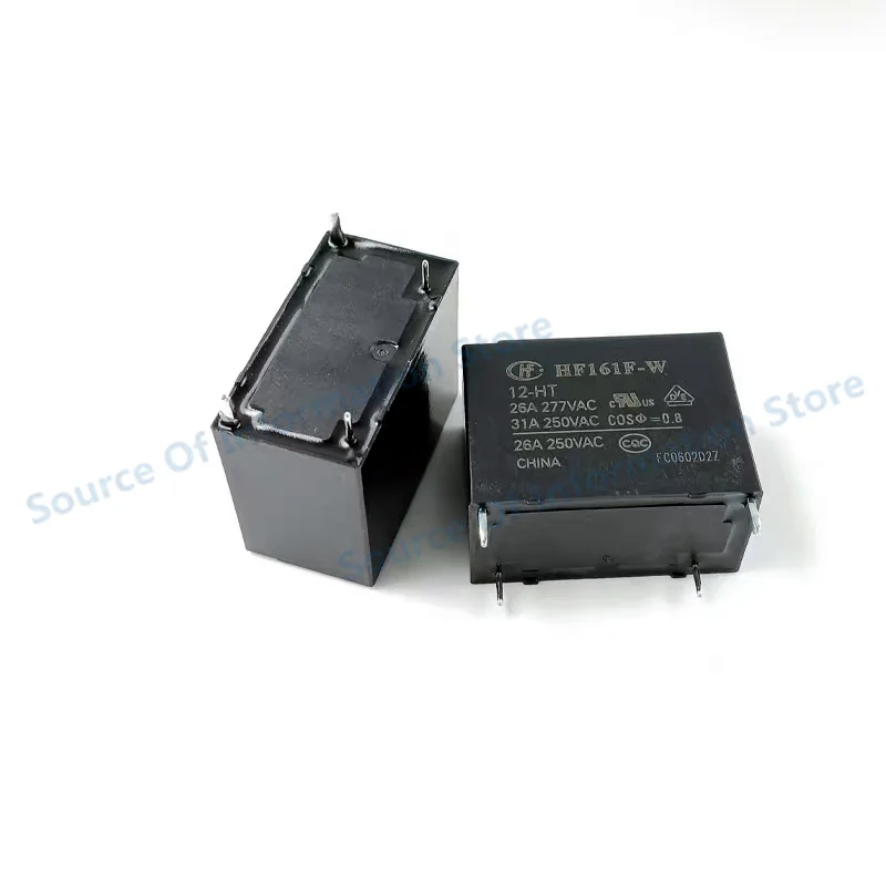 5Pcs HF161F-W/12-HT HF161F/24-H Power Relay 12V/24V 4Pin 20A/31A 250VAC for Electrical Control Systems