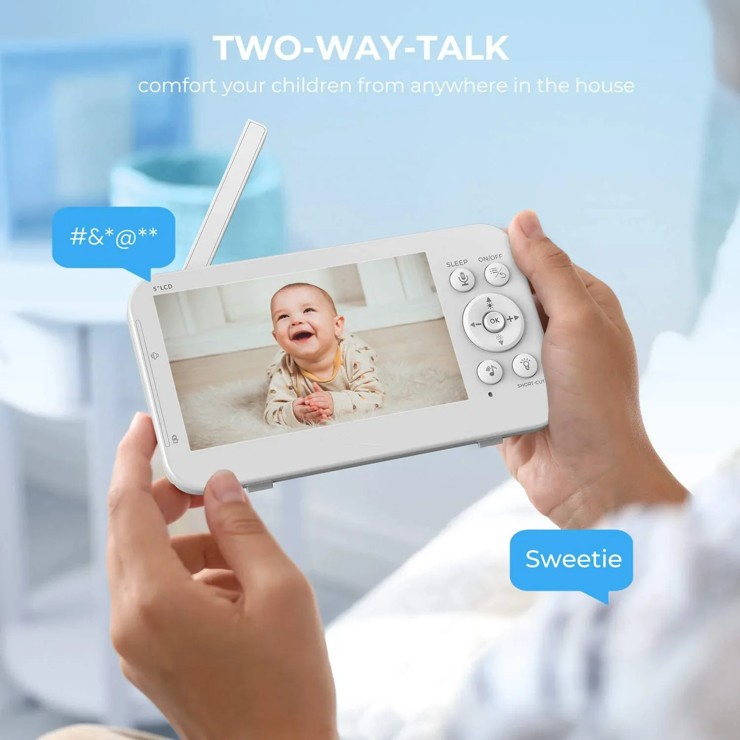 960 Baby Monitor 2 Way Audio Talk Surveillance Security Camera Baby Sleeping Temperature Monitor 5inch TFT LCD Lullabies Camera