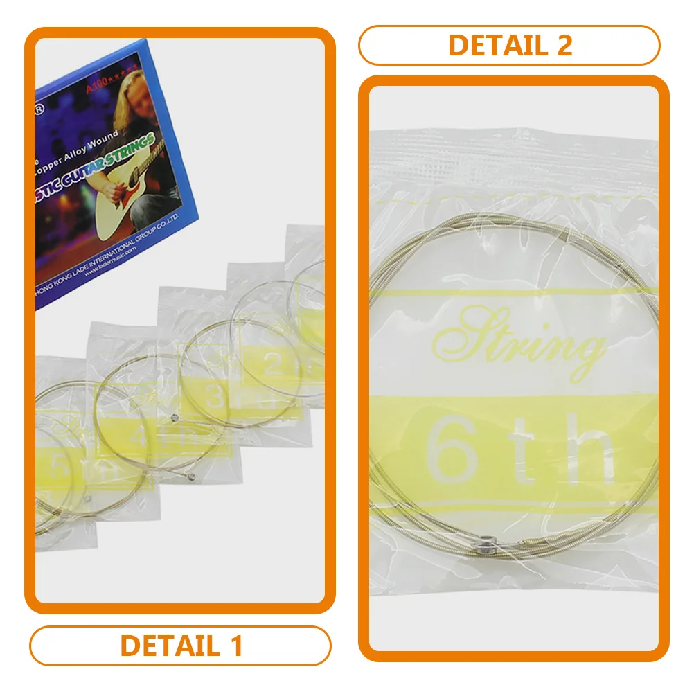 

Acoustic Guitar Strings Stainless Steel Standard Tension Comfortable Balance Volume Practical Replacement Set Folk Guitar