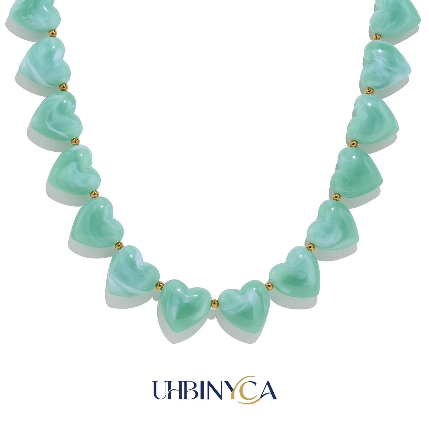 Colorful Acrylic Heart Necklace, Handmade Jewelry for Women, Stainless Steel Spring Summer Fashion Party Accessories