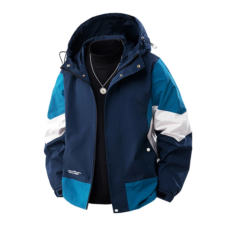 8XL Plus Size Jacket Men Patchwork Coat Spring Autumn Fashion Casual Patchwork Cargo Jacket Male Big Size Outerwear