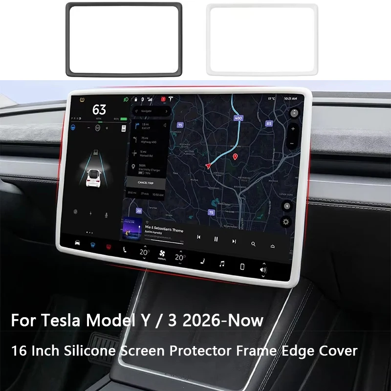 Für Tesla Model 3 Y Juniper YL 16-Zoll Silikon-Schutzrahmen Kantenabdeckung Zentraldisplay Navigationsbildschirm-Schutzfolie – Detail 1