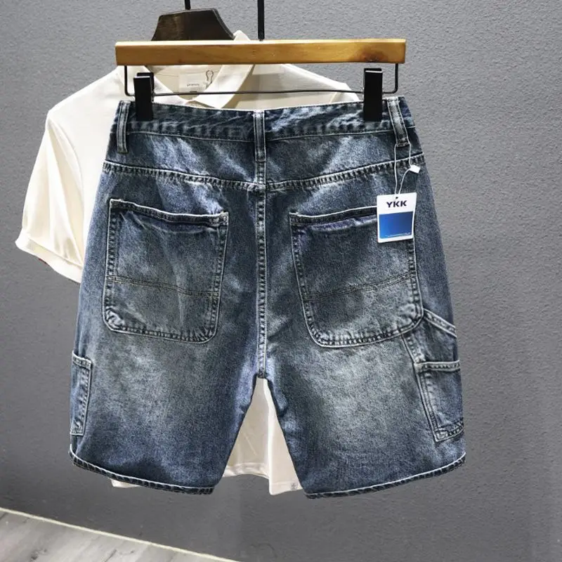 

2025 Summer New Denim Shorts Men's Fashion Scratched Pants Trendy Brand Heavy Washed Five-point Pants Bermuda Shorts for Men