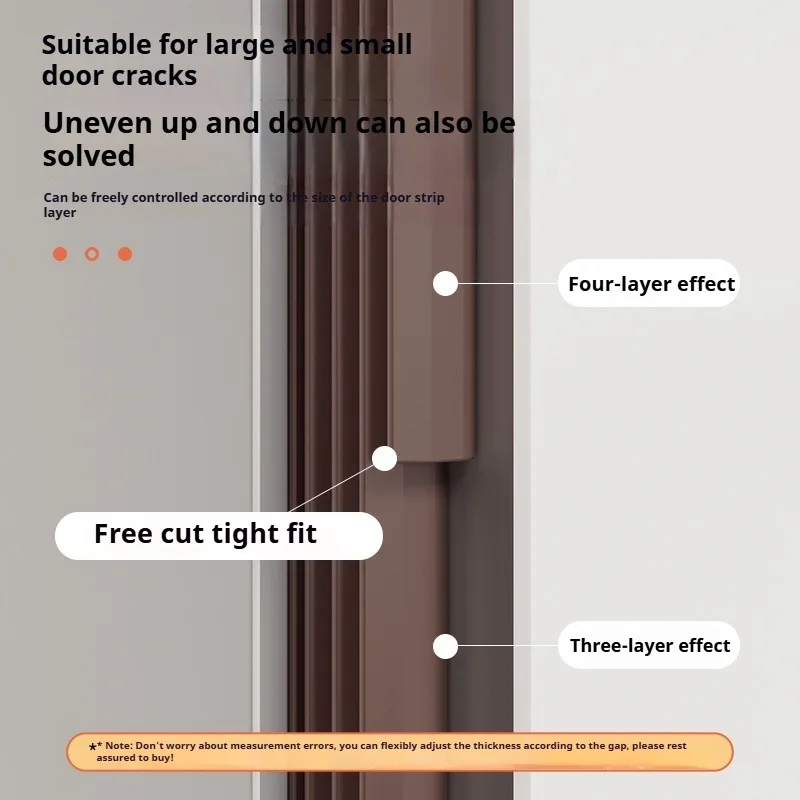 6M Tearable Weather Strip Anti-theft Door Multi-layer Windproof Dust-proof Self-adhesive Sound Insulation Window Gap Seal Strip