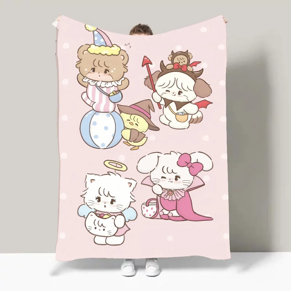 Kawai M-Mikko Cat Картонное одеяло Дизайн Легкое одеяло для общежитий, сон, гостиной, офиса, дивана, всесезонного