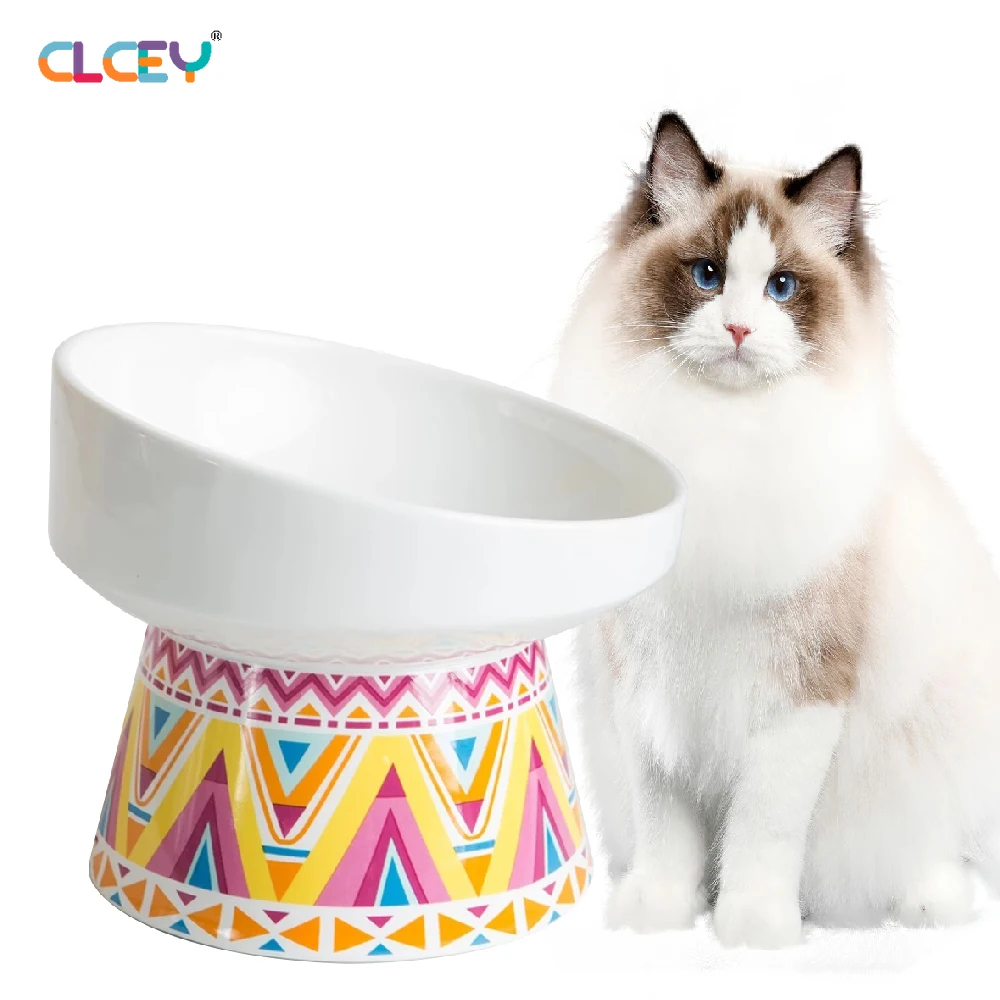 

Cat Bowls Ceramic Double Bowl Cat Feet Protection Cervical Grain Bowl Anti Overturning Dog Bowl Water Supplies Миска Для Кошки