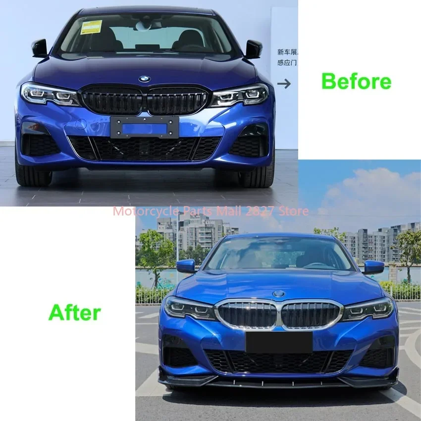 Carbon Look Front Bumper Lip Spoiler Splitter Diffuser Cover Canards tuning For BMW 3 Series G20 G21 G28 2019-2022 M Pack