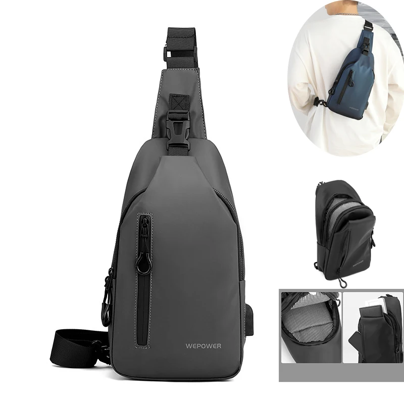 Men Shoulder Chest Bag Pack Nylon Sling Backpack Travel  Waterproof Nylon Male Single Side Messenger Cross body Bags