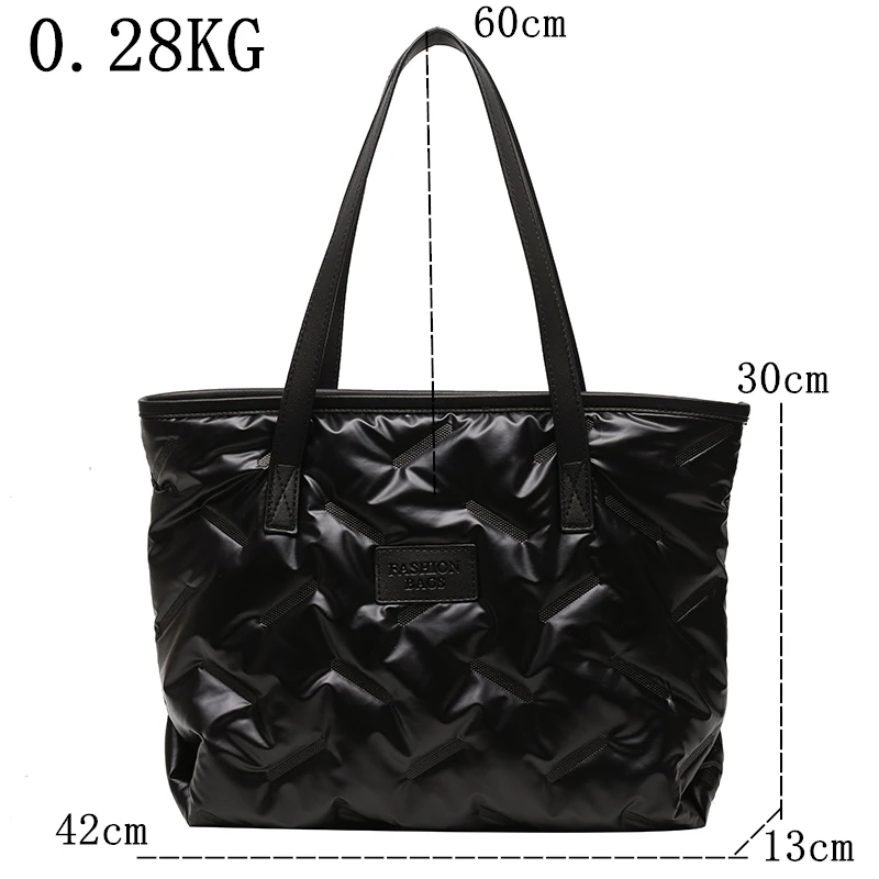 Fashion Large Tote Padded Handbags Designer Quilted Women Shoulder Bags Luxury Nylon Down Cotton Crossbody Bag Winter Purse New