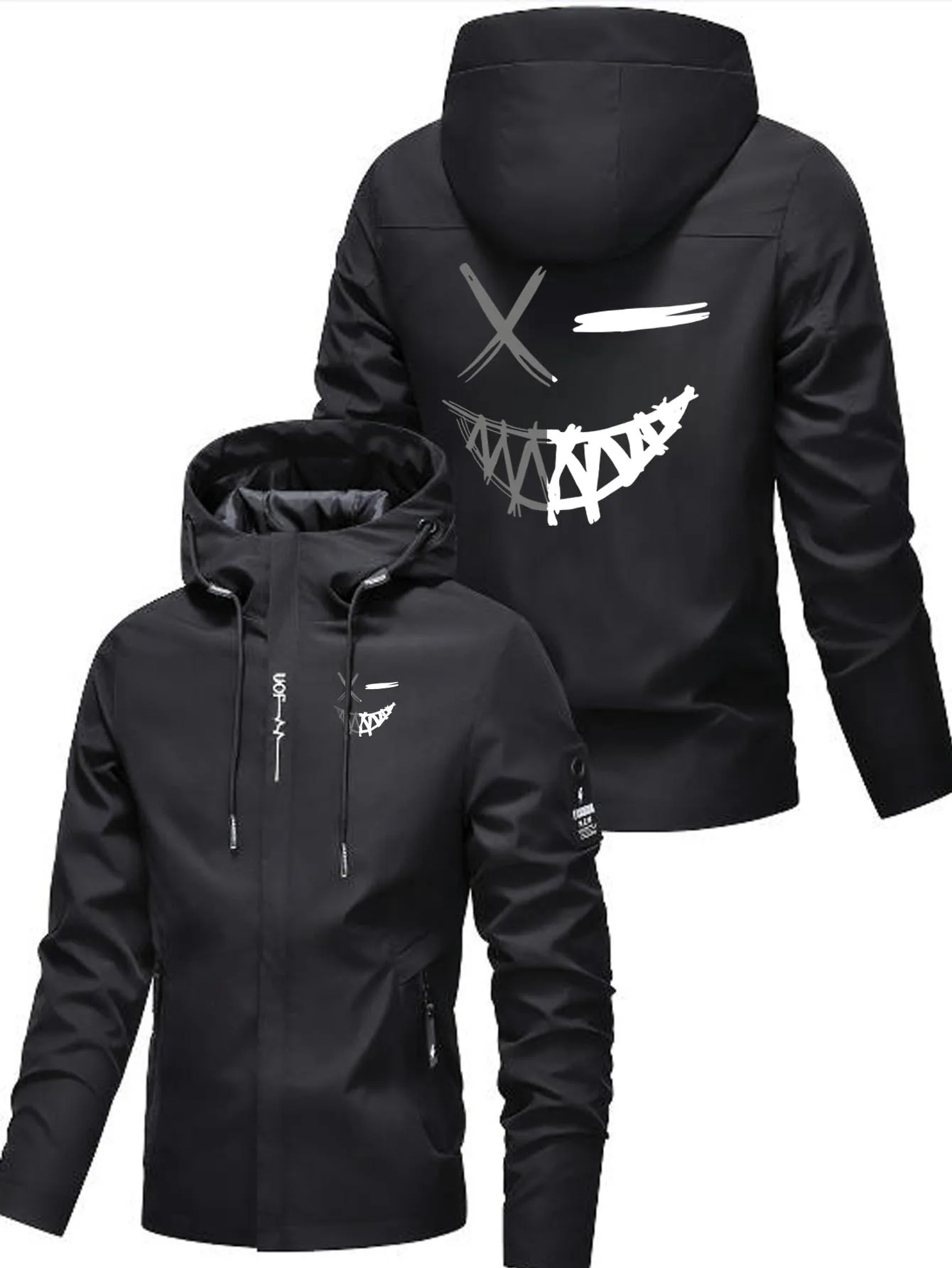 

Men's FENDT Casual Sporty Style Hooded Zip-Up Jacket Long Sleeve Regular Fit Comfortable with Pockets High-Quality Print