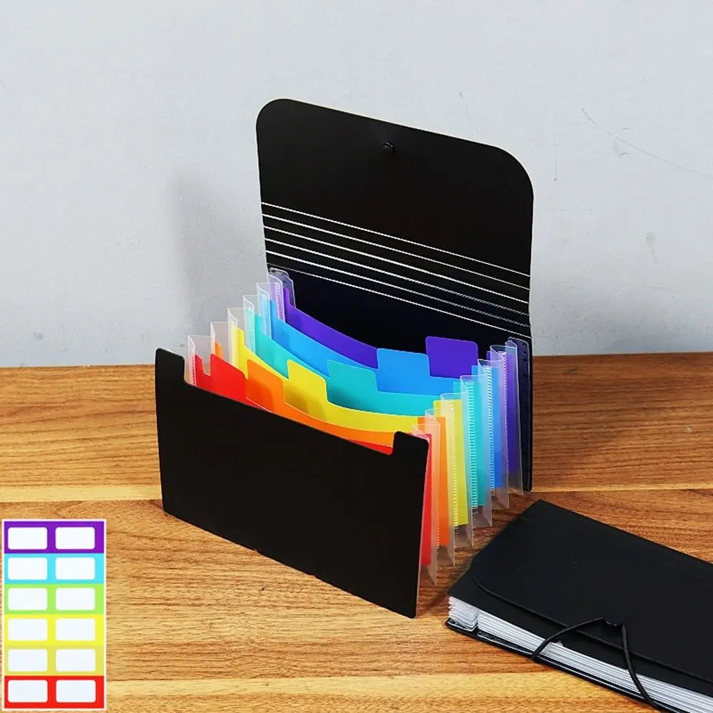 Fashion 7 Layer A6 File Folder Waterproof with Index Tabs File Pouch Large Capacity Bill Storage Bag