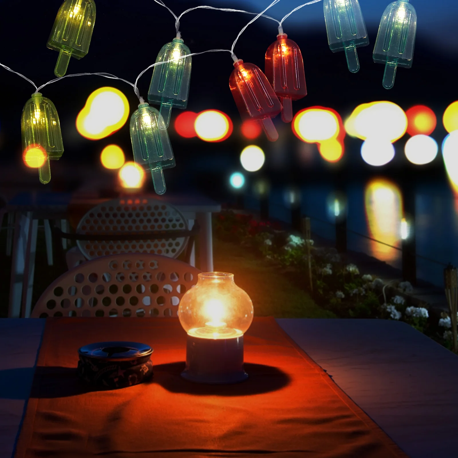 

Adorable Ice Cream Lamp String Pendant 1 Piece Plastic Decorative Light for Holiday Festival Party Garden Decoration