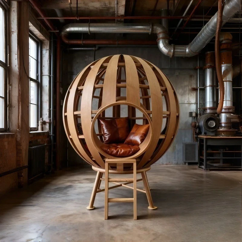 Leisure area Activity area Reading area Solid wood spherical leisure sofa card seat