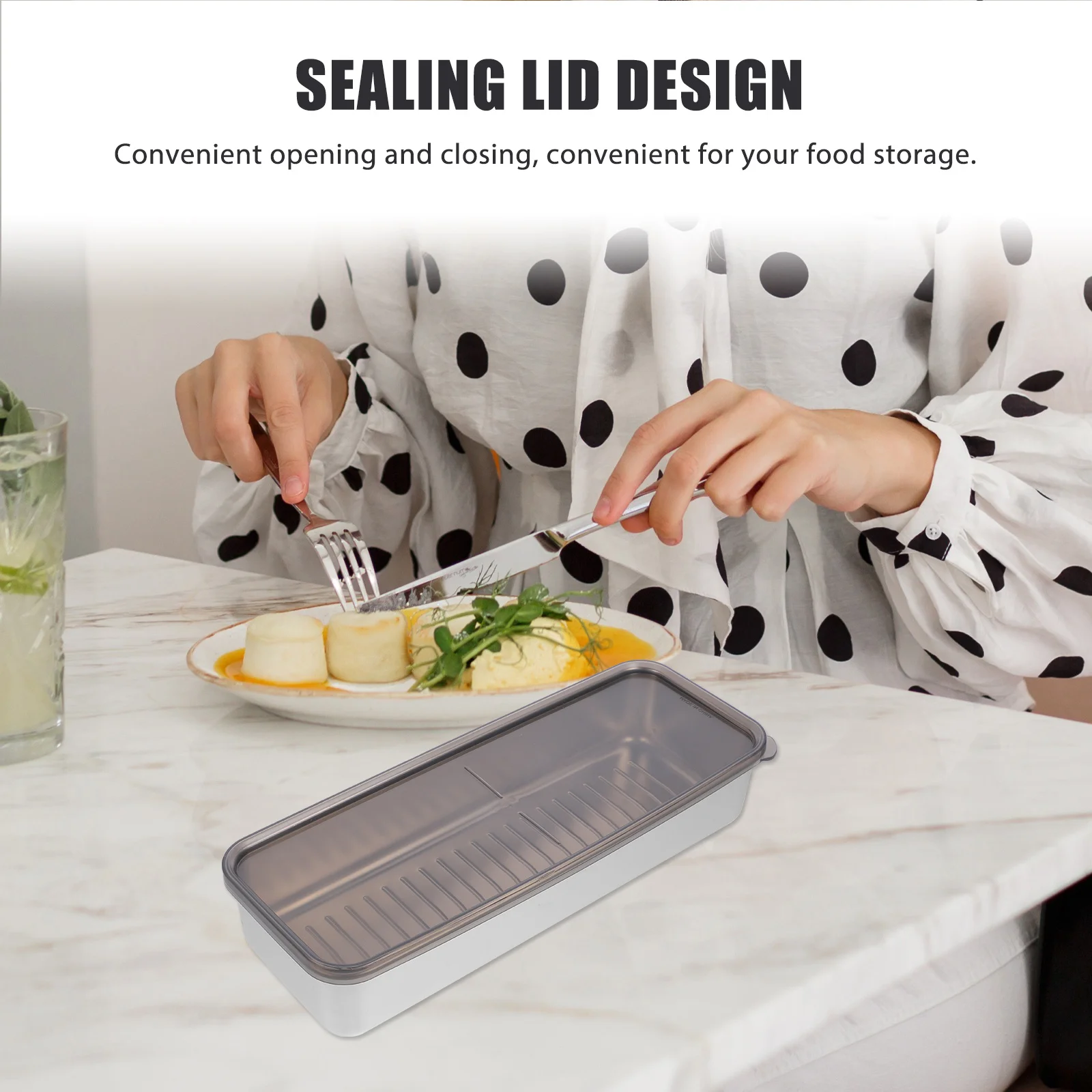 

Stainless Steel Freshness Storage Container Clear Reusable Pp Airtight Lid For Bacon Meat Cheese Seafood Fridge