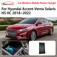 Wireless Mobile Phone Charger Center Console Storage QI 18W iPhone fast charge for Hyundai Accent Verna Solaris HS HC 2018-2022