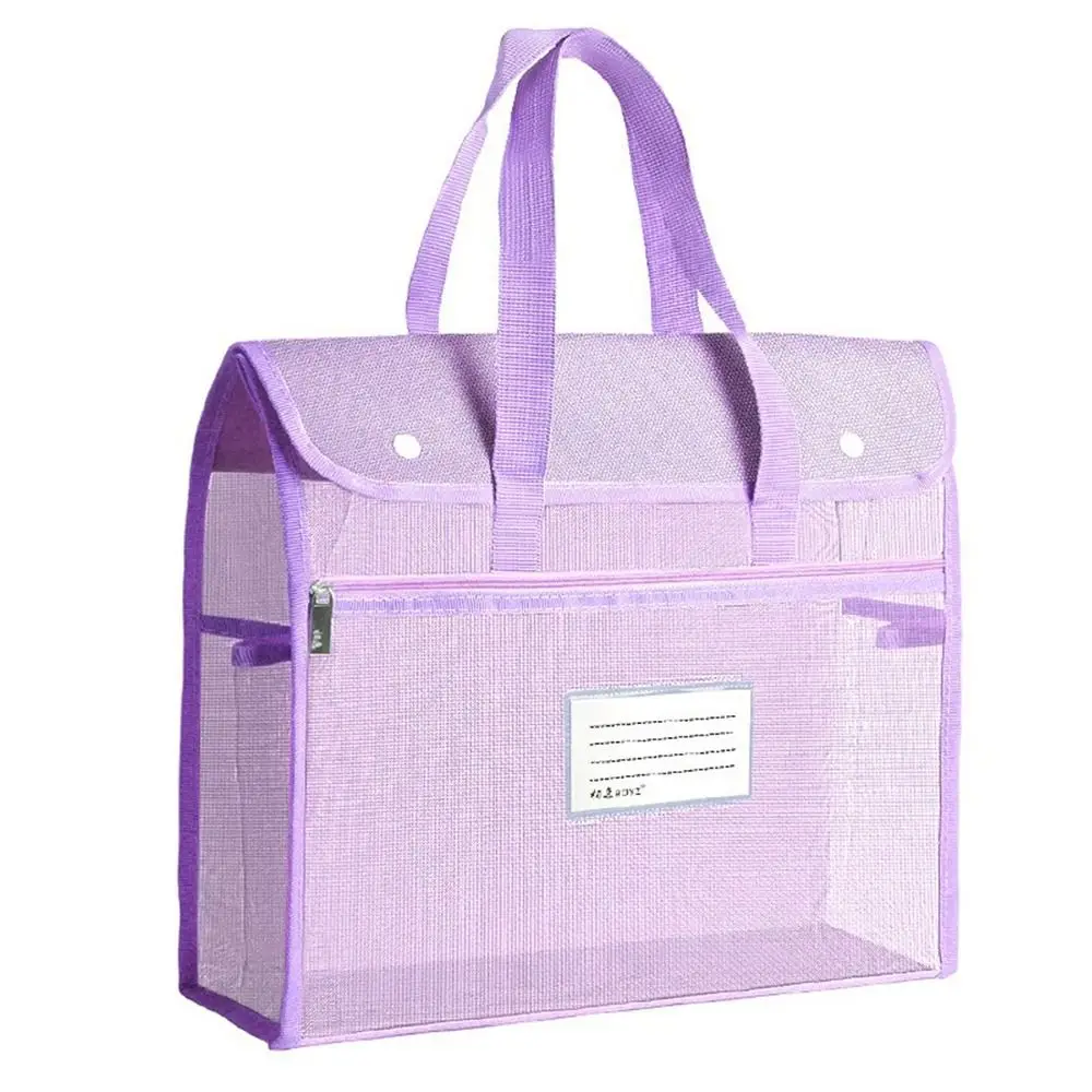 Simple Flip Cover Mesh Storage Bag Multilayer Large Capacity Tutoring Bag Portable Transparent Art handbag Students