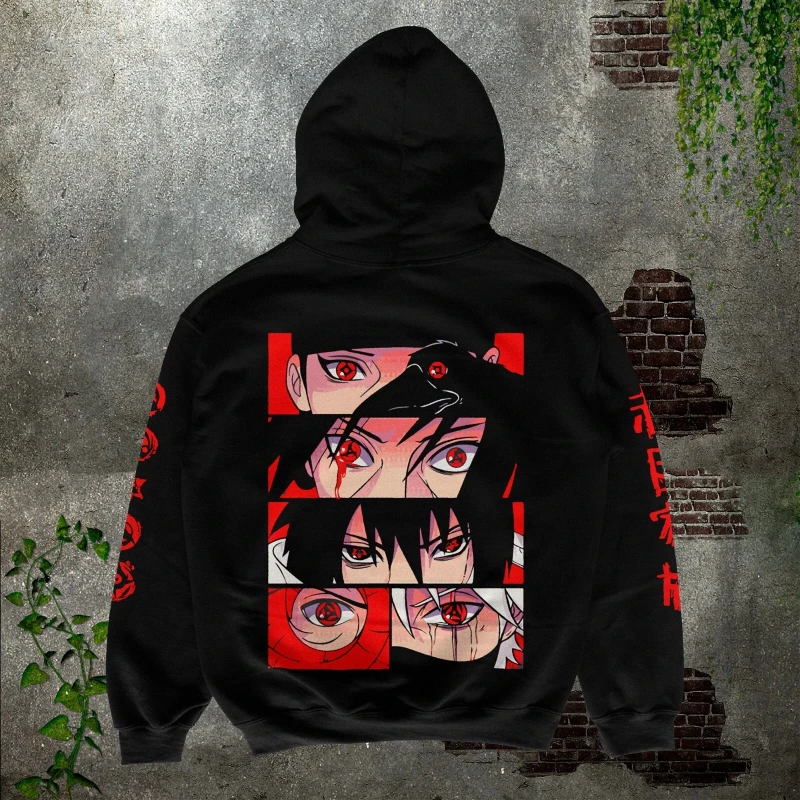 Sudadera con capucha Unisex de gran tamaño Nsruto Uchiha Sasuke Itachi Obito Anime para hombre moda Otoño Invierno jersey mujer suéter deportivo de algodón