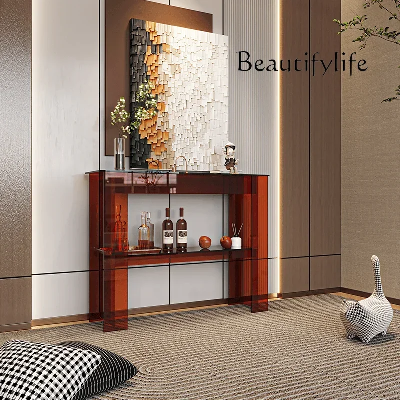 

Light luxury entrance table Creative living room Acrylic shelf Modern simple ultra-narrow transparent entrance table