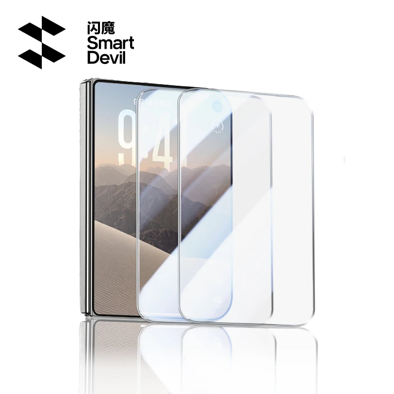 SmartDevil HD 強化ガラス製スクリーンプロテクター（iPhone Duo用）。透明で、指紋防止・傷防止機能があり、滑らかな触り心地。