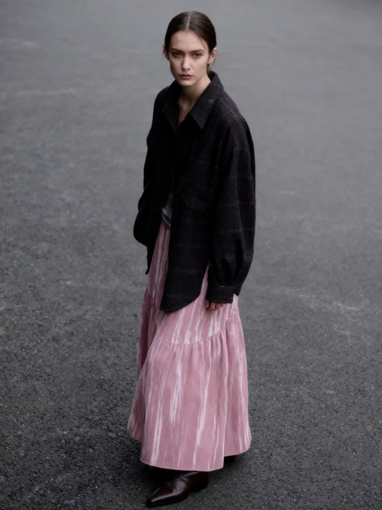 

Осенне-зимняя женская плиссированная розовая юбка с высокой талией, популярные в европейском и американском стиле для девочек, милая плиссированная юбка средней длины