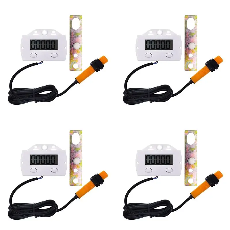 4X 5 Digit Electronic Digital Counter Proximity Industrial Magnetic Sensor Switch Punch Counter Induction Meter B