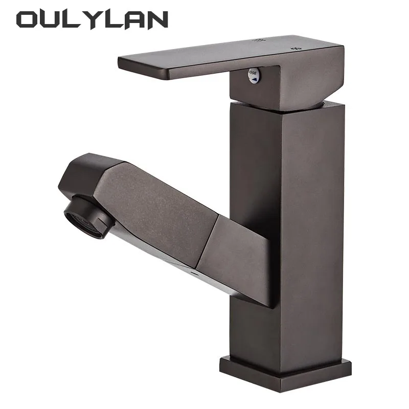 

New Basin Sink Bathroom Faucet Countertop Mounted Hot and Cold Basin Mixer Faucet Matte Black Pull-out Faucet Basin Faucet