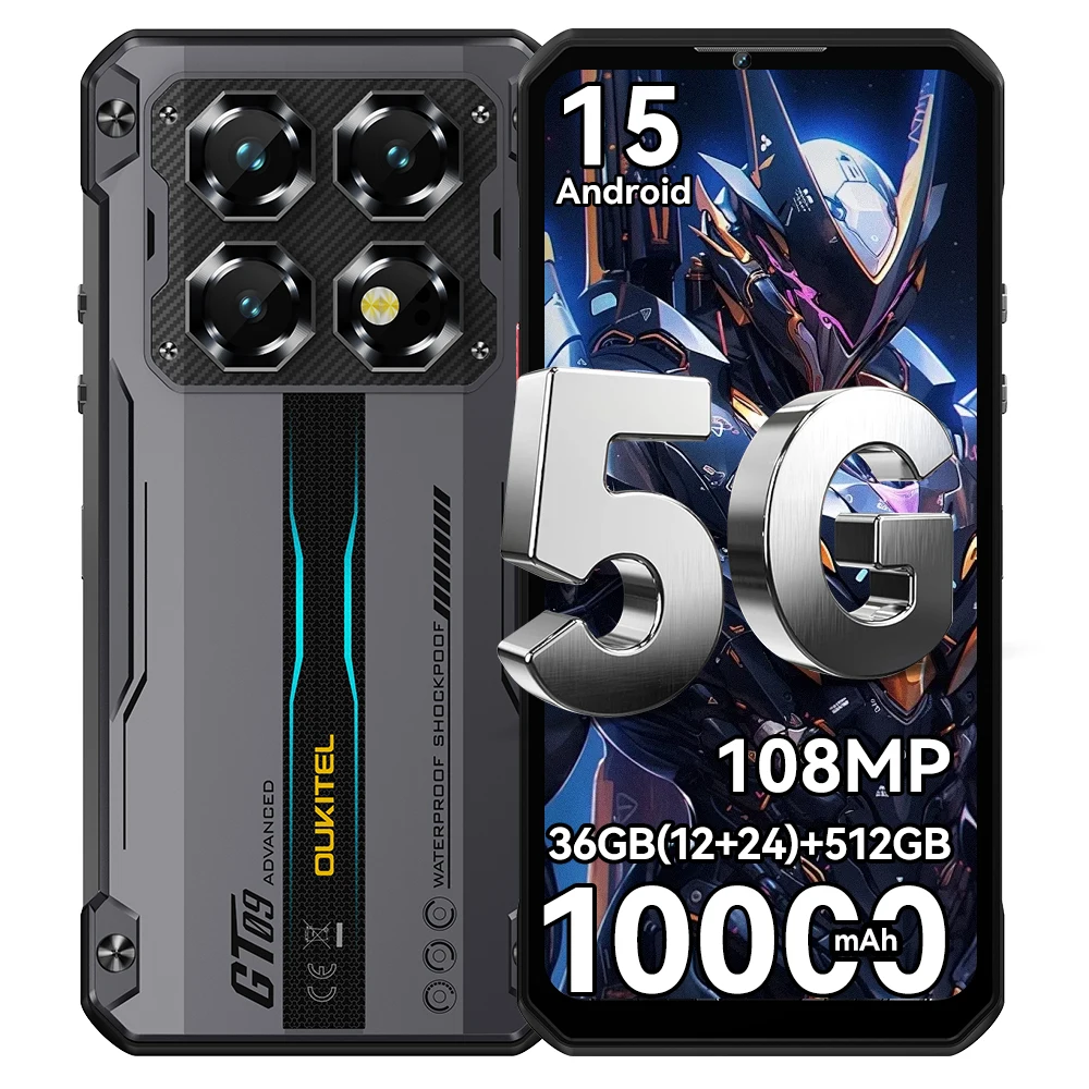 OUKITEL WP60 5G 36GB (12+24) RAM 512GB ROM 7,2” HD+ 120Hz Display Smartphone MTK 7025 10000mAh Robuuste telefoon 108MP Android 15 NF - afbeelding 1