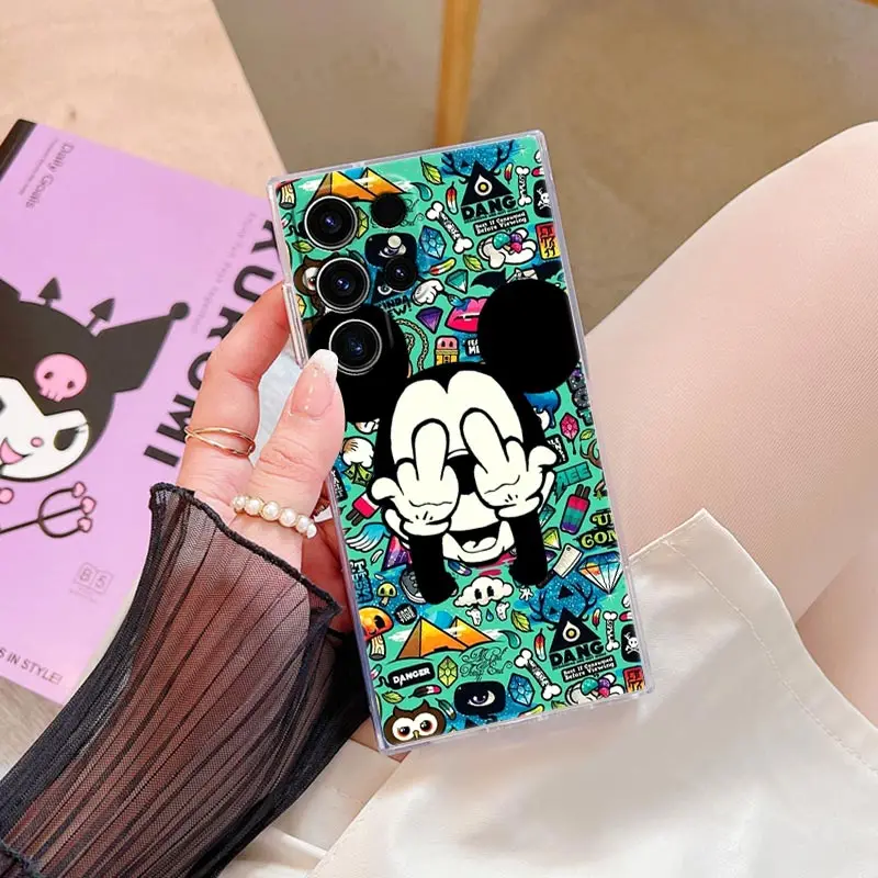 حافظة لهاتف سامسونج جالاكسي S24FE S25 S23 S21 Ultra S20 S24 FE S22 S25 Plus A35 A55 5G حافظة ميني كارتونية ميكي غطاء شفاف #3