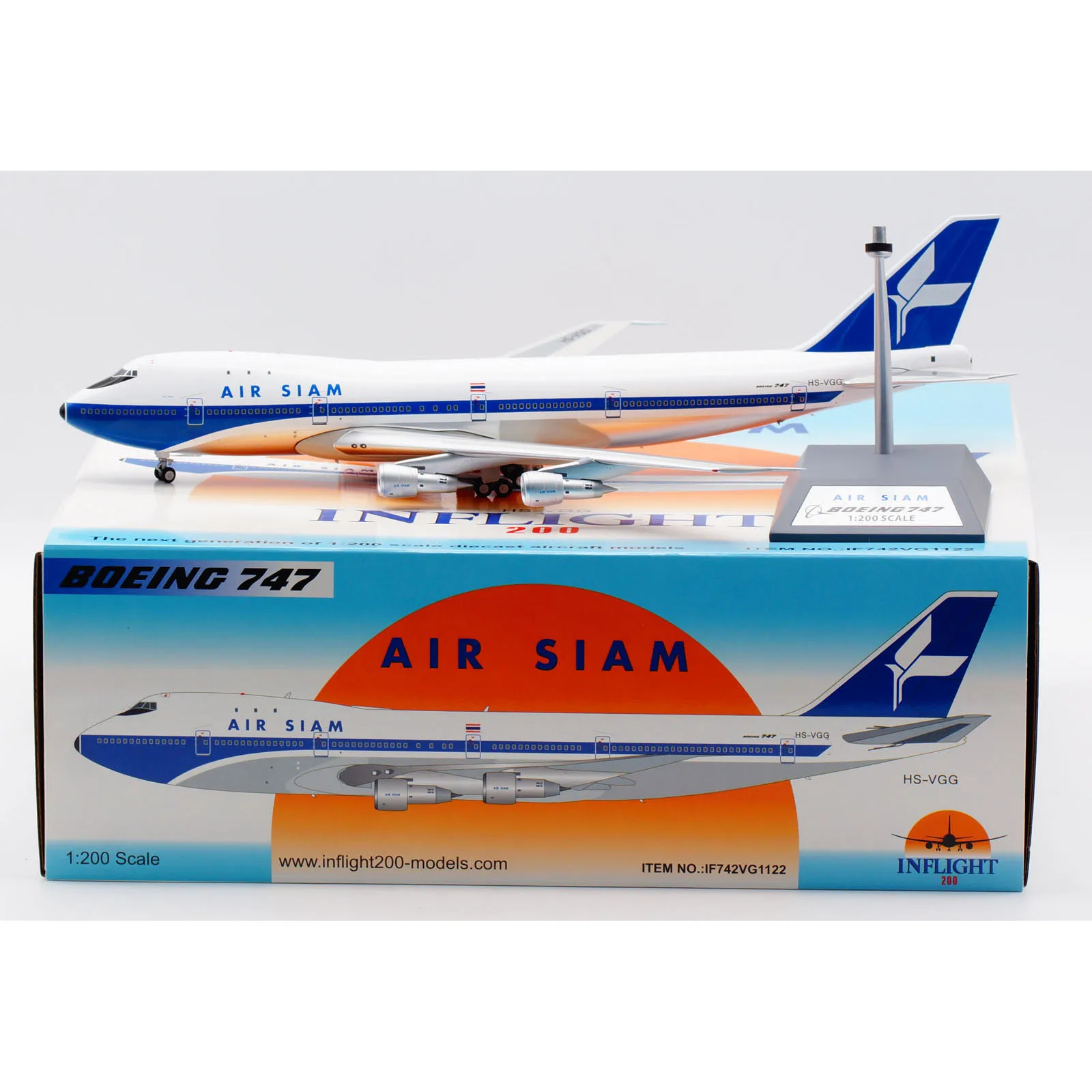 IF742VG1122 Alloy Collectible Plane Gift INFLIGHT 1:200 AIR SIAM Boeing B747-200 Diecast Aircraft Jet Model HS-VGG With Stand