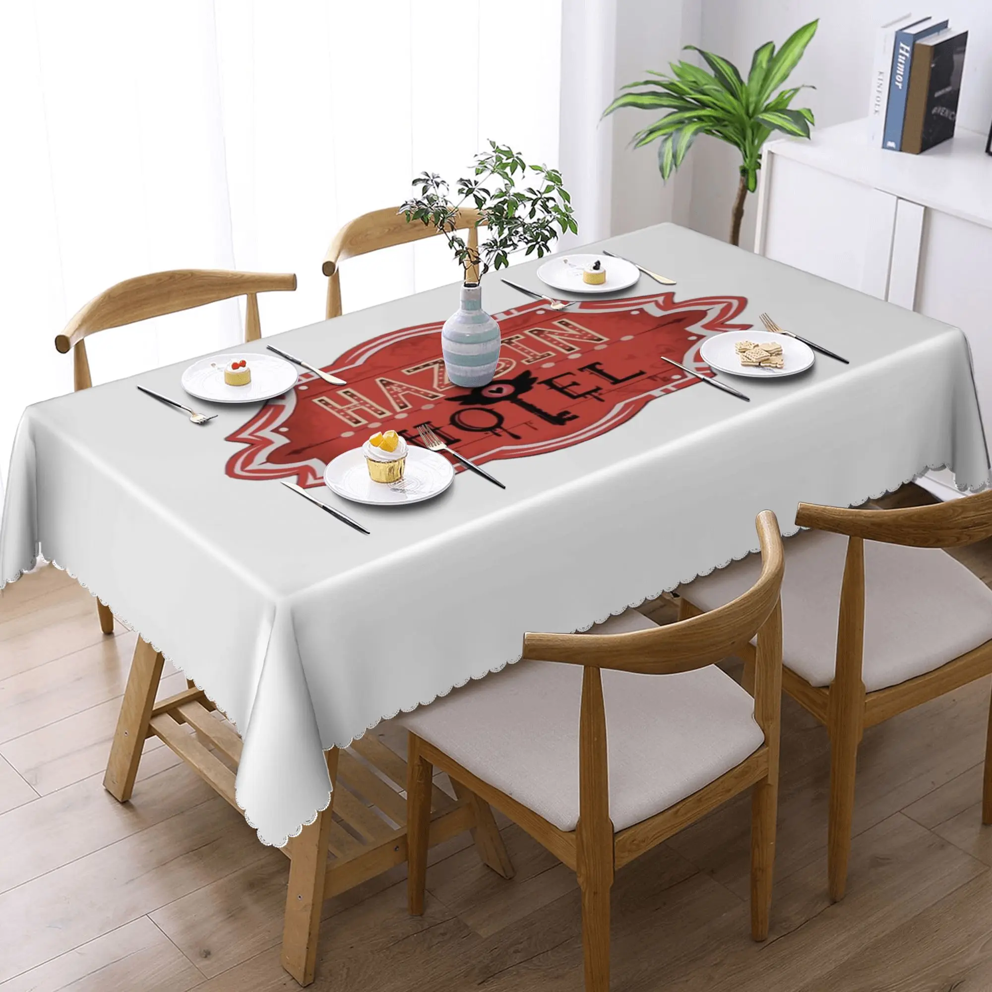 

Hazbines Hoteles Alastor Vox Printed Rectangular Tablecloth Oilproof Table Cover for Festival Party Decorations Table Cloth