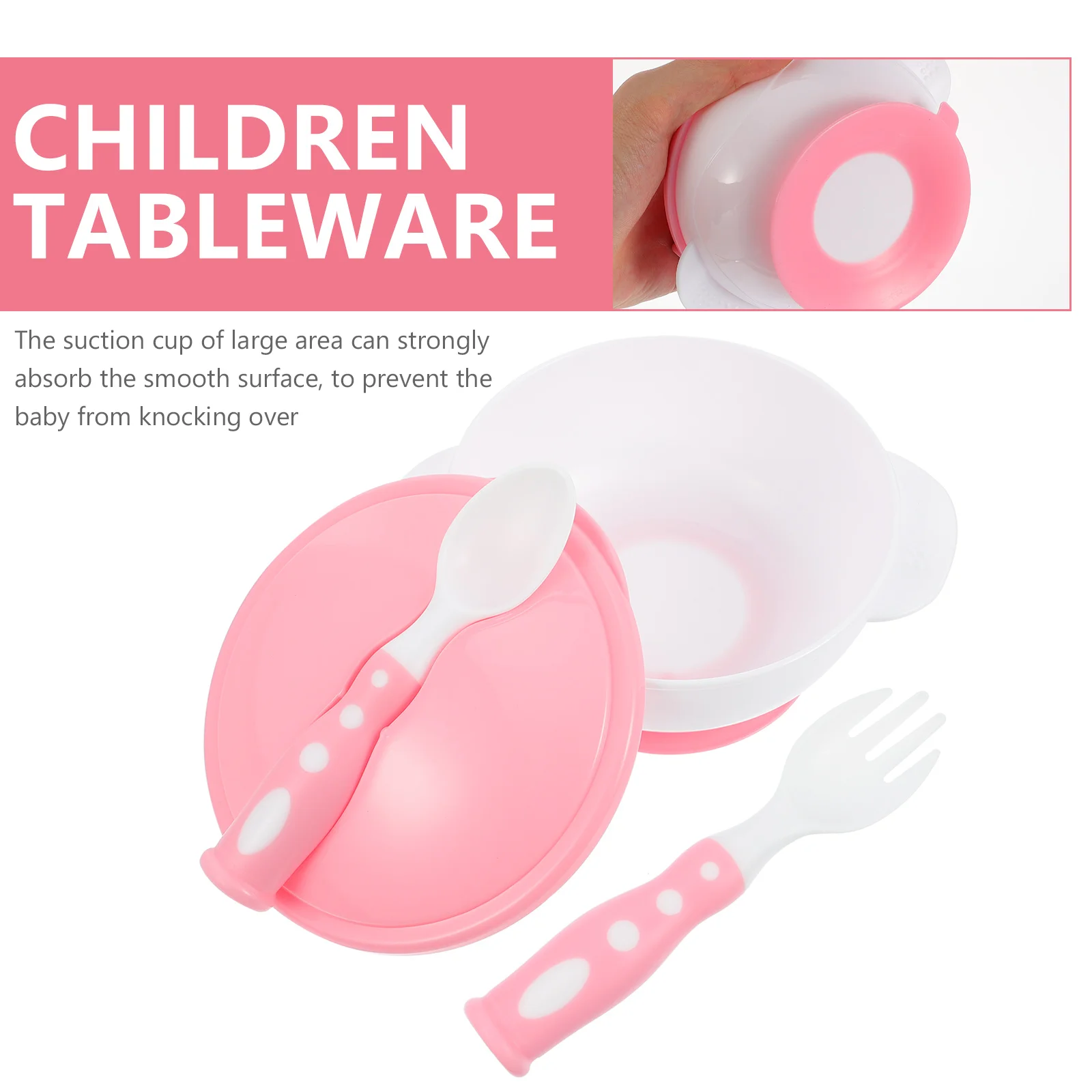 

Suction Cup Bowl Fork Set Baby Feeding Toddler Spoons Portable Food Bowls Tableware Plastic Non Slip Design Self Eating Learning