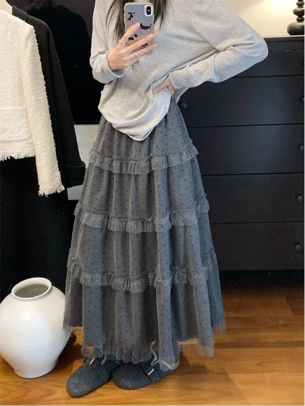 

High Waist A-Line Midi Skirt plus Size Spring New Style Flared Half-length Women's Fashion Korean Style Cake Skirt