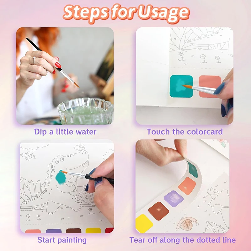 Acquerello colorazione tasca pittura libro bambini arti artigianato ragazze ragazzi colori ad acqua set di colori compleanno regali di natale giocattoli