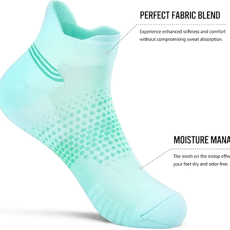 6/12 Paar Knöchel-Sportsocken für Damen, lässige, atmungsaktive Laufsocken mit rutschfestem Absatz, gepolsterte Sportsocken für alle Jahreszeiten – Detail 2